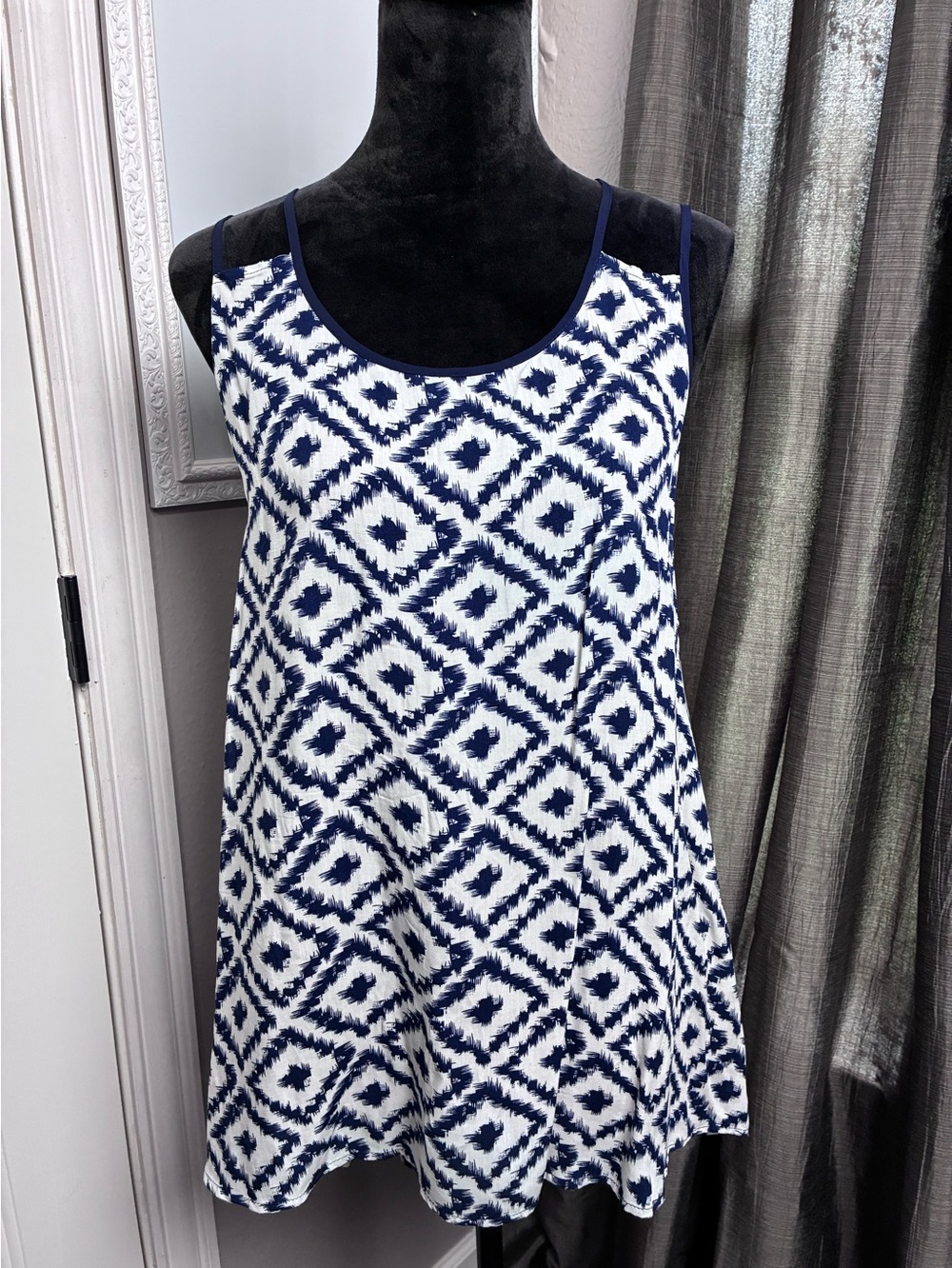 Papermoon Navy and White Diamond Print Strappy Camisole